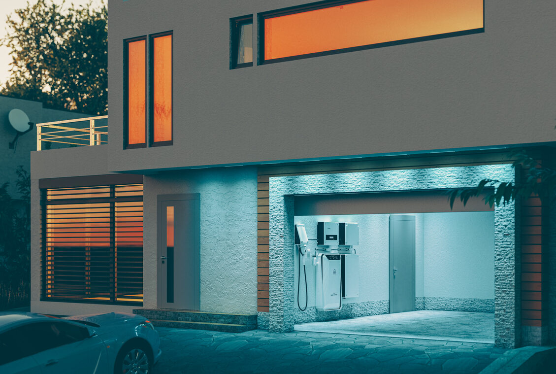 Solar battery system in residential home